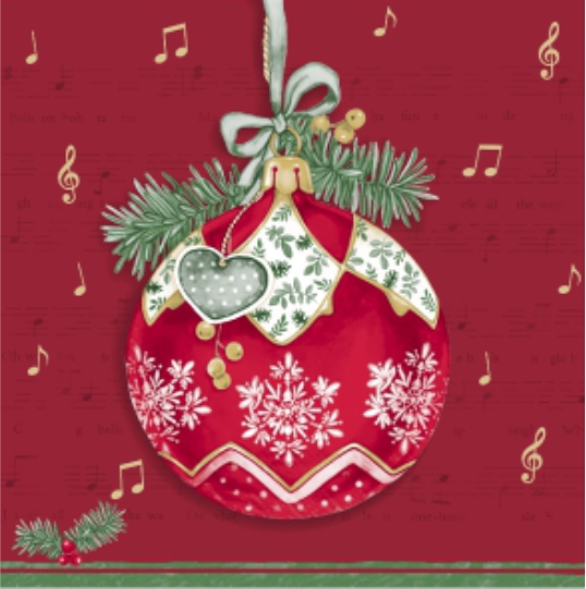 Салфетки бум. 330х330мм 20 шт. 3-сл. "музыкальный шар на красном"