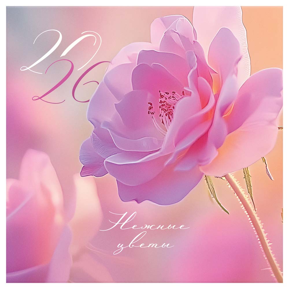 Календарь настенный перекидной 2026 23х23 12л. "цветы"