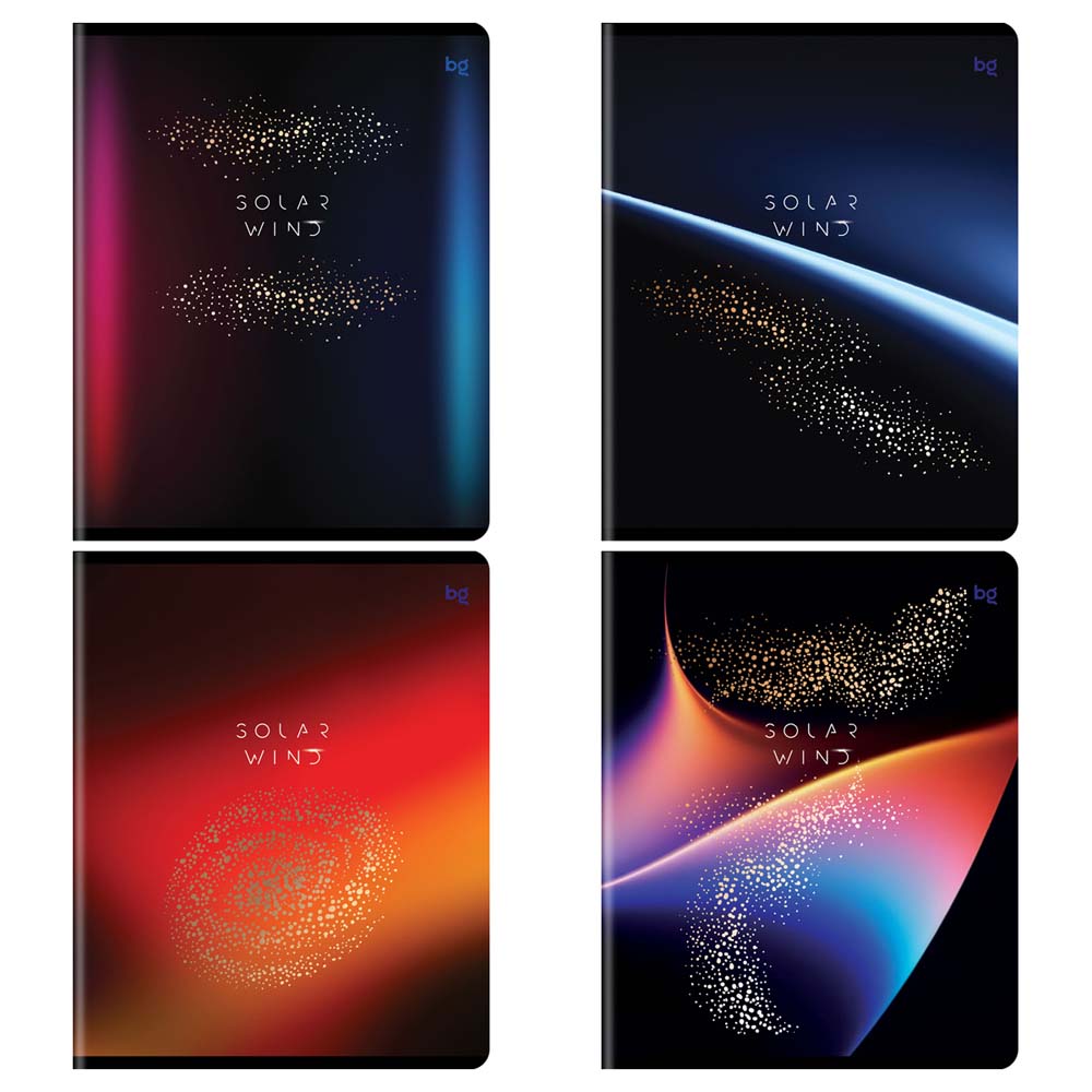 Тетрадь 96л. кл. "solar wind" (bg) б/б,тиснен.фольгой,асс-т