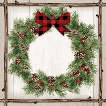 Салфетки бум. 330х330мм 20 шт. 3-сл. "венок с шишками"