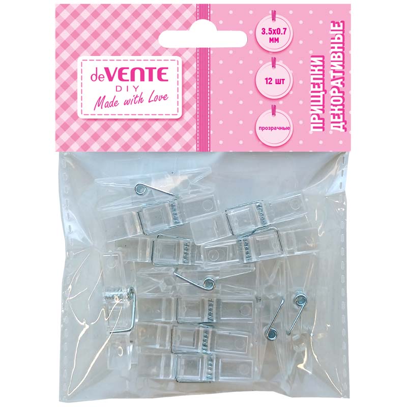 прищепки декоративные devente "diy transparent" 3,5х0,7см 12шт. пластик Прищепки декоративные devente "diy transparent" 3,5х0,7см 12шт. пластик