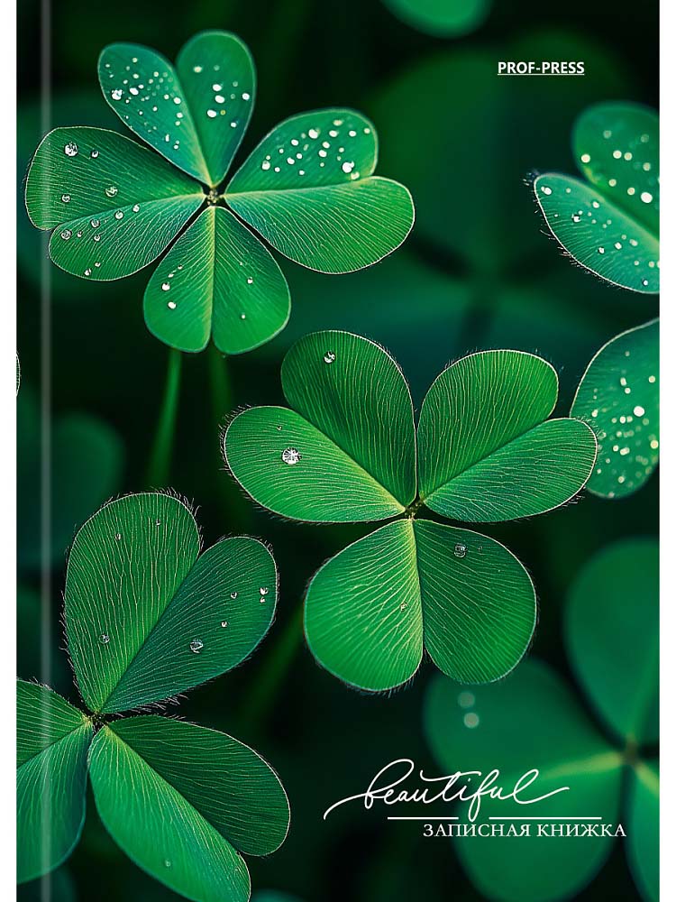 книжка записная а6 тв.обл. 48л. кл. "счастливый клевер" (проф-пресс) глянц.лам.,лён Книжка записная а6 тв.обл. 48л. кл. "счастливый клевер" (проф-пресс) глянц.лам.,лён