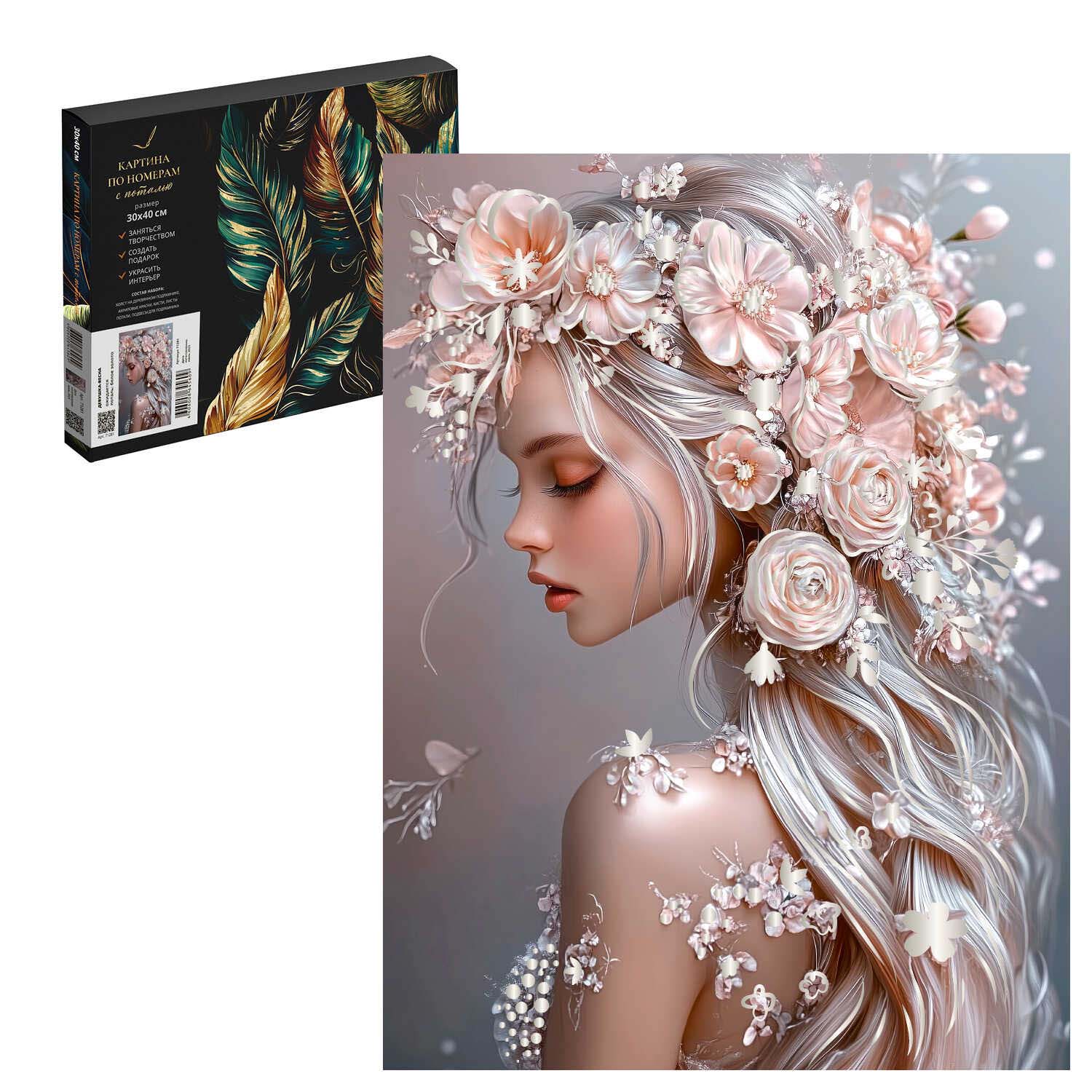 Набор д/творч. картина по номерам 30х40см с поталью "девушка-весна" (феникс+)