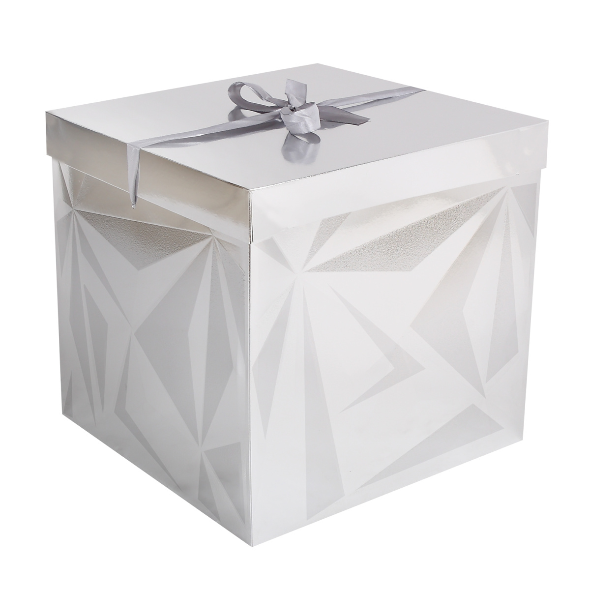 коробка подарочная сборная 30х30х30см "грани" серебро Коробка подарочная сборная 30х30х30см "грани" серебро