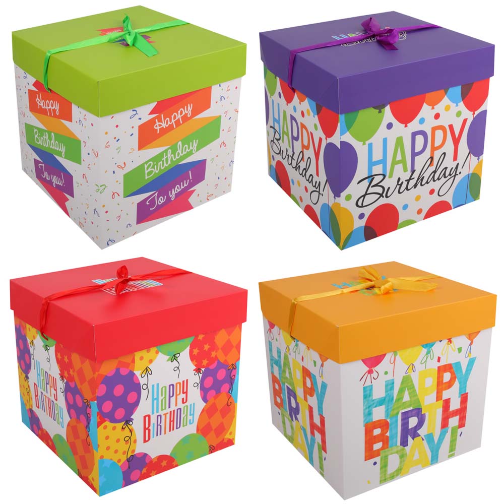 коробка подарочная 30х30х30см "happy birthday" асс-т Коробка подарочная 30х30х30см "happy birthday" асс-т