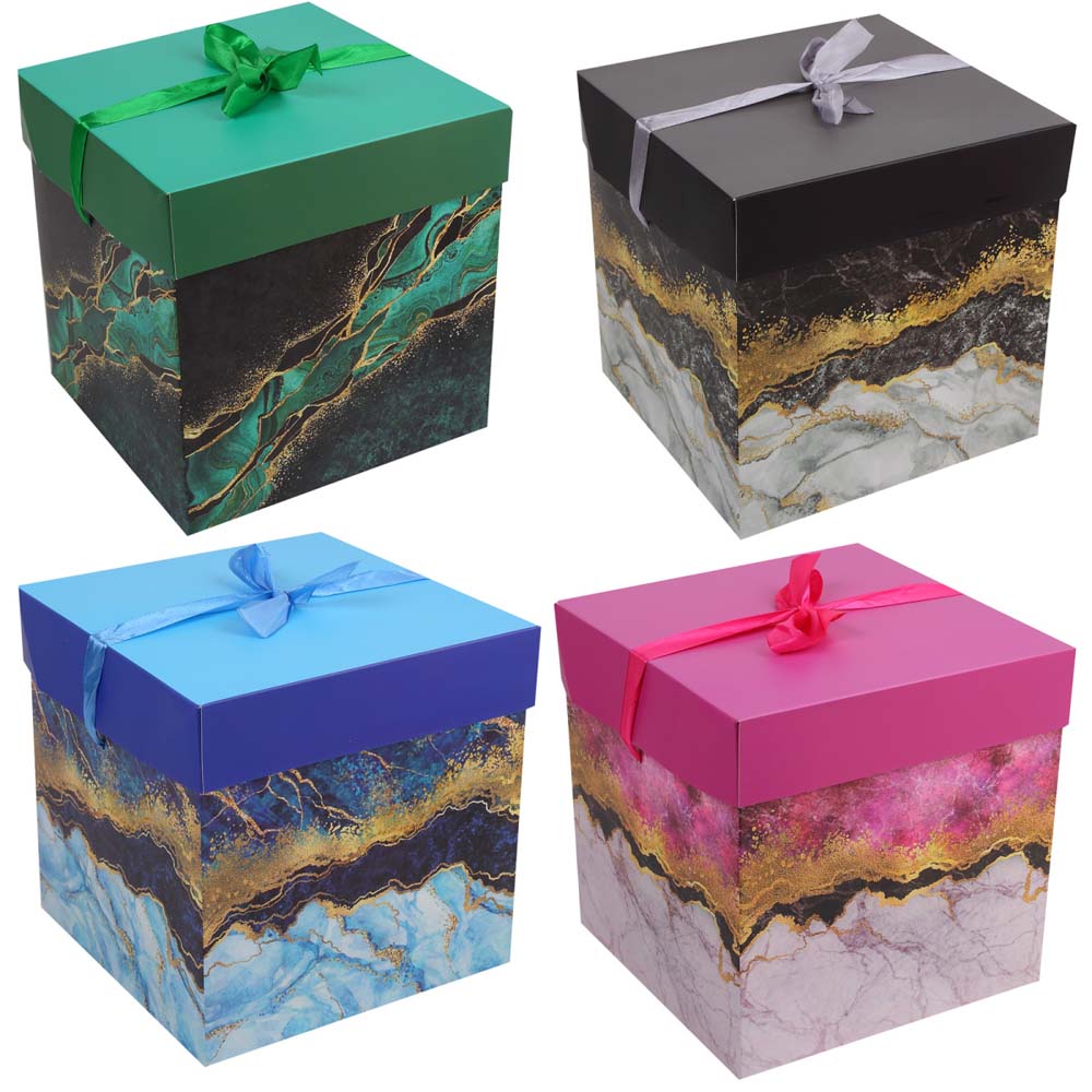 Коробка подарочная 22х22х22см "мраморный узор" асс-т
