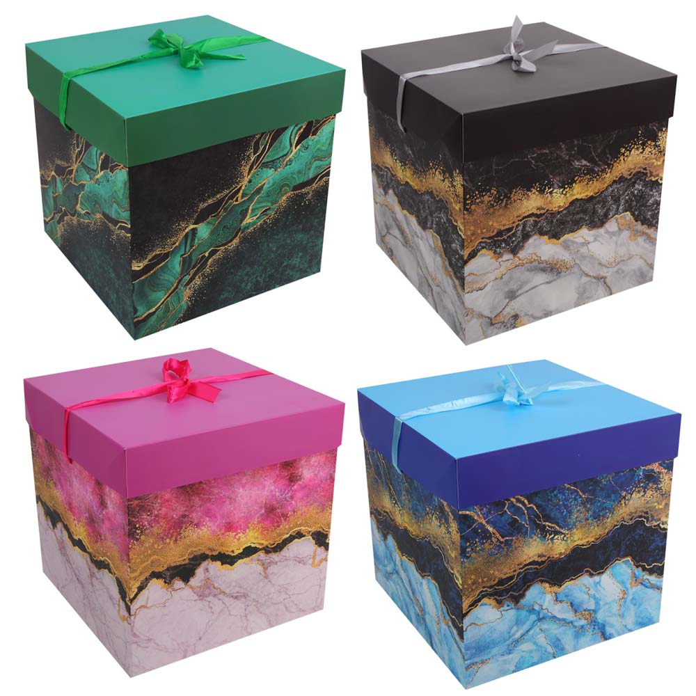 коробка подарочная 30х30х30см "мраморный узор" асс-т Коробка подарочная 30х30х30см "мраморный узор" асс-т