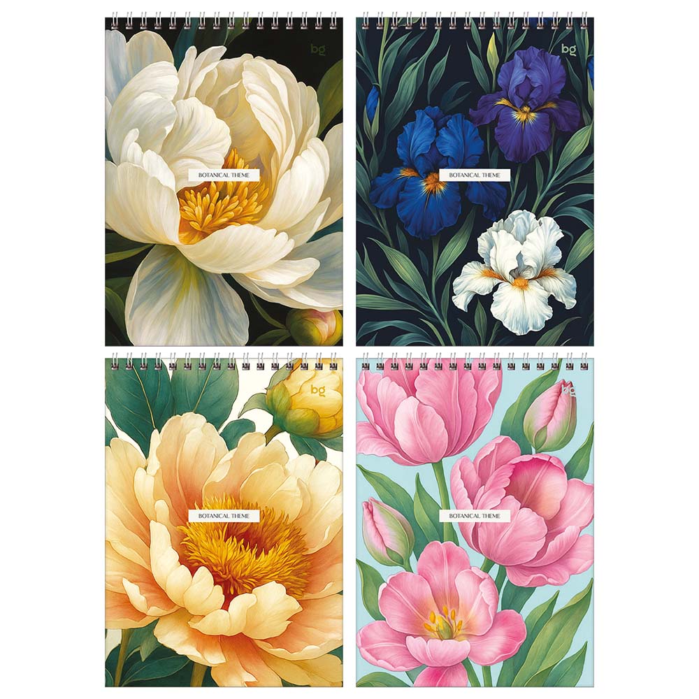 Блокнот а5 гребень 60л. кл. "botanical theme" (bg) асс-т