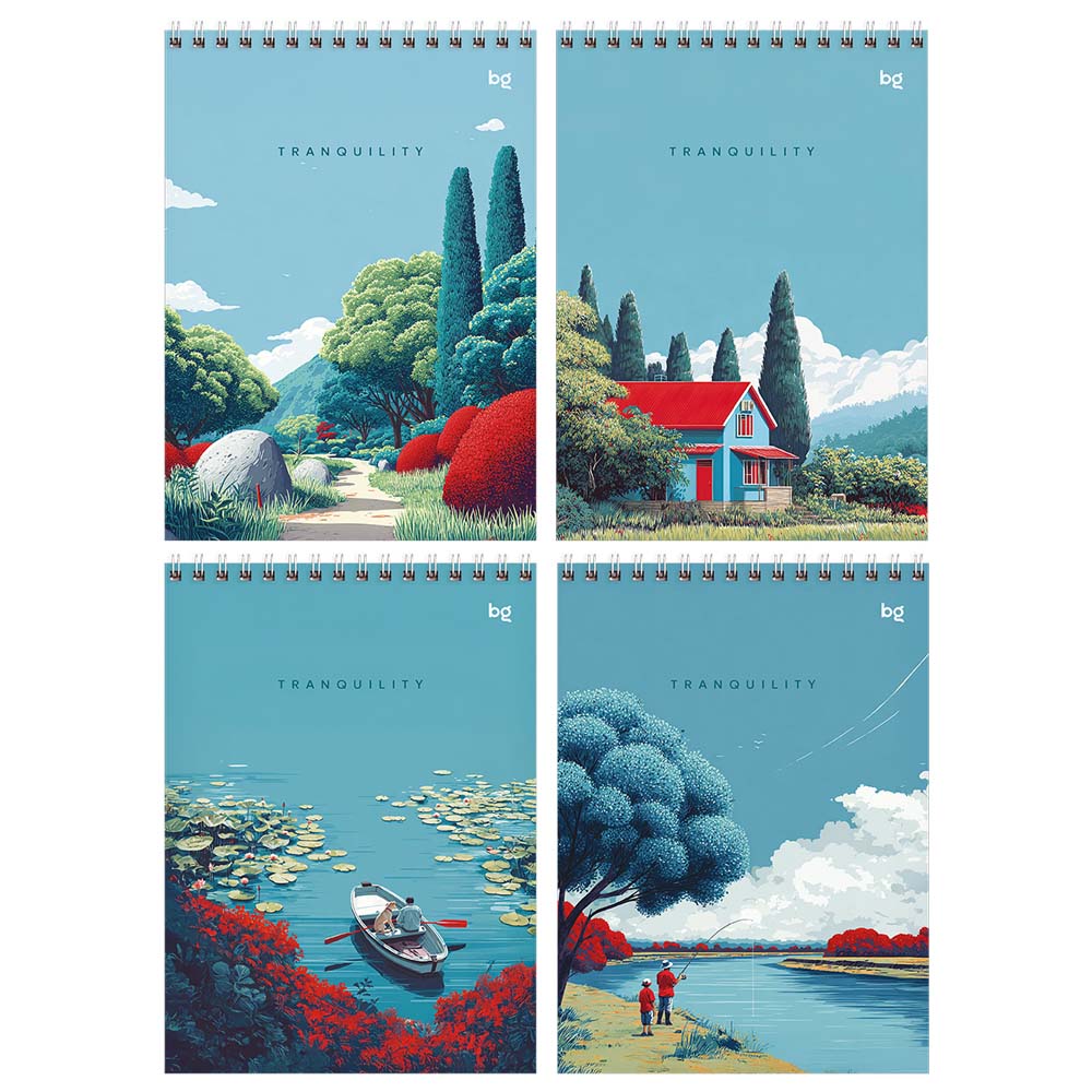 Блокнот а5 гребень 60л. кл. "tranquility" (bg) тв.подл.,асс-т