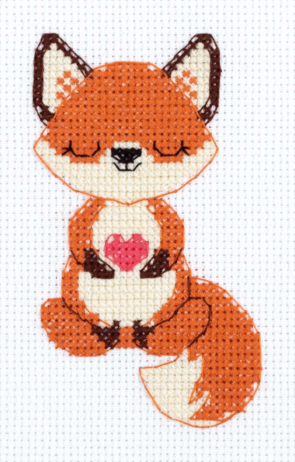 Набор для вышивания кларт "влюбленный лисенок" 9х13см