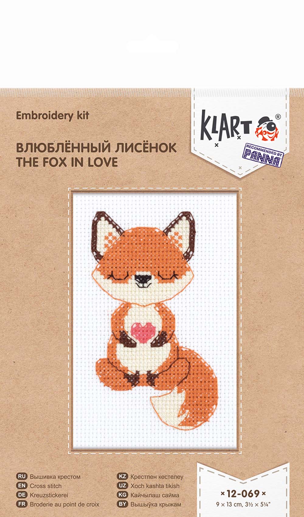 Набор для вышивания кларт "влюбленный лисенок" 9х13см
