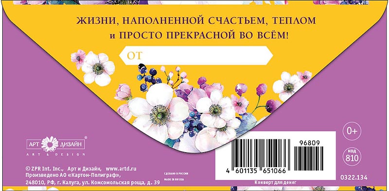 Конверт для денег "с днём рождения" текст