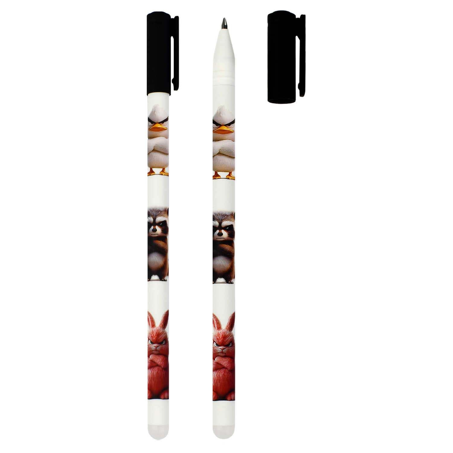 Ручка гел. пиши-стирай феникс+ "сердитые звери" синяя 0,5мм