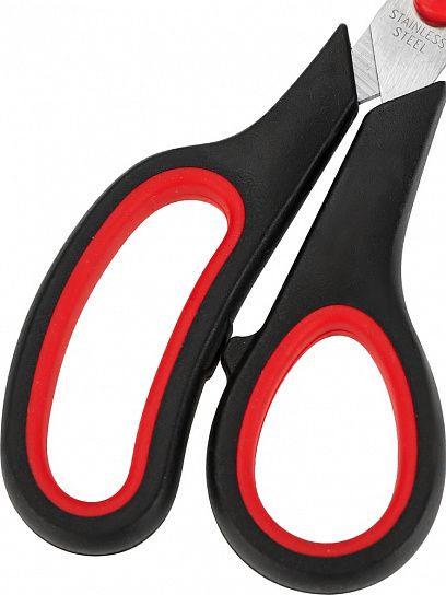 Ножницы канц. 190мм чёрно-красные пл.руч. с резин.вставками