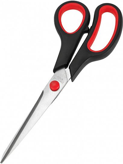 ножницы канц. 190мм чёрно-красные пл.руч. с резин.вставками Ножницы канц. 190мм чёрно-красные пл.руч. с резин.вставками