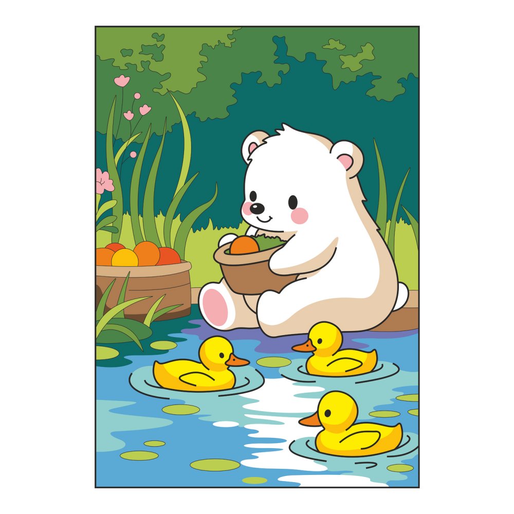 набор д/творч. картина по номерам 20х30см на картоне "мишка с уточками" Набор д/творч. картина по номерам 20х30см на картоне "мишка с уточками"