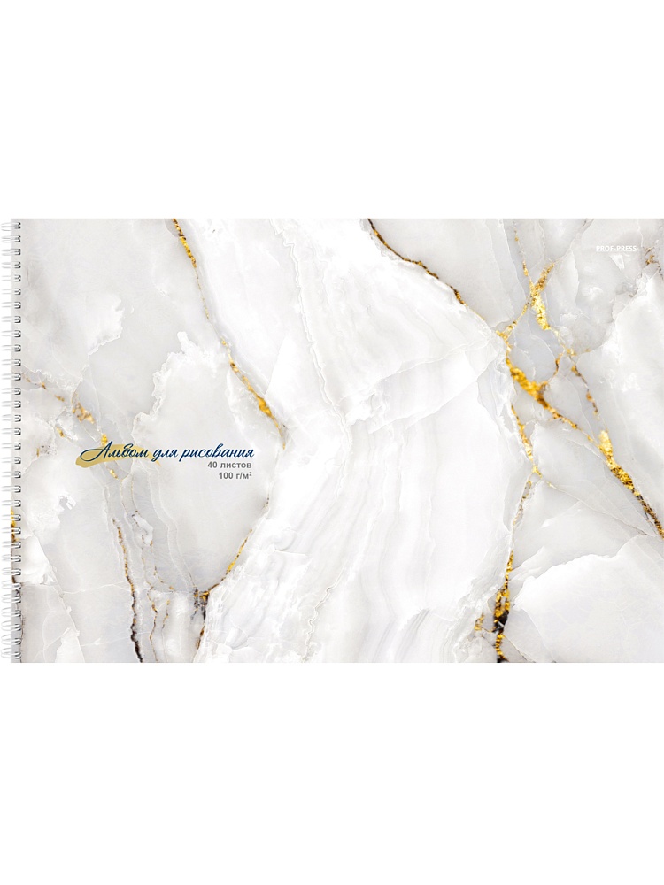 Альбом д/рис. а4 40л.гребень "цветной мрамор" (проф-пресс) лён,асс-т