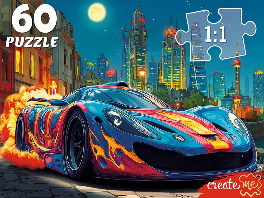 пазлы 60 дет. "ночной автомобиль" (рыжий кот) Пазлы 60 дет. "ночной автомобиль" (рыжий кот)