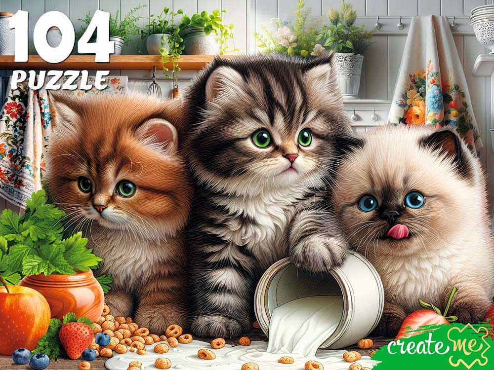 пазлы 104 дет. "три котёнка на кухне" (рыжий кот) Пазлы 104 дет. "три котёнка на кухне" (рыжий кот)