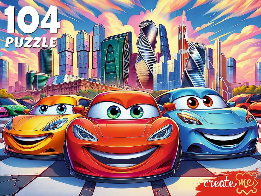 пазлы 104 дет. "городские машинки" (рыжий кот) Пазлы 104 дет. "городские машинки" (рыжий кот)