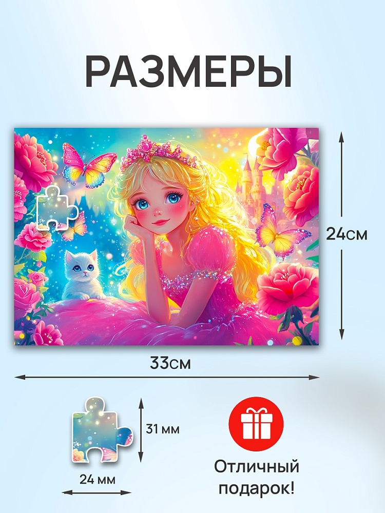 Пазлы 104 дет. "принцесса в розовом платье" (рыжий кот)