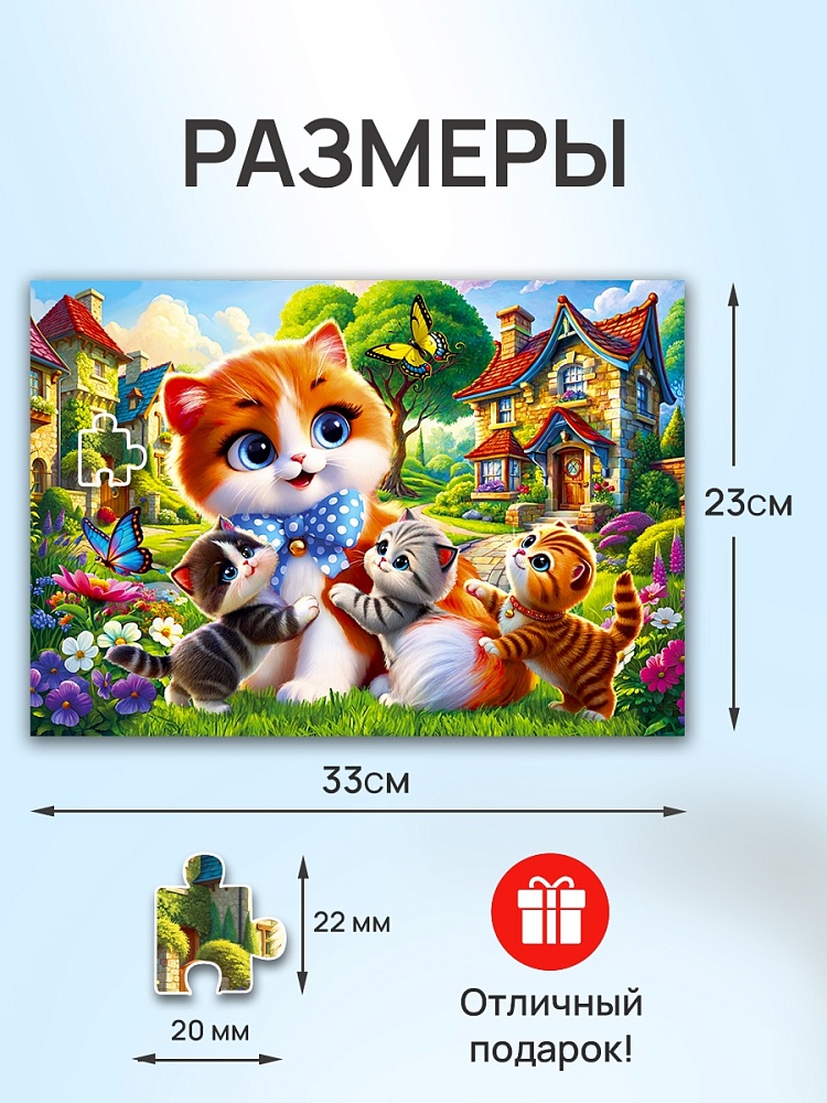 Пазлы 160 дет. "пушистая семья" (рыжий кот)