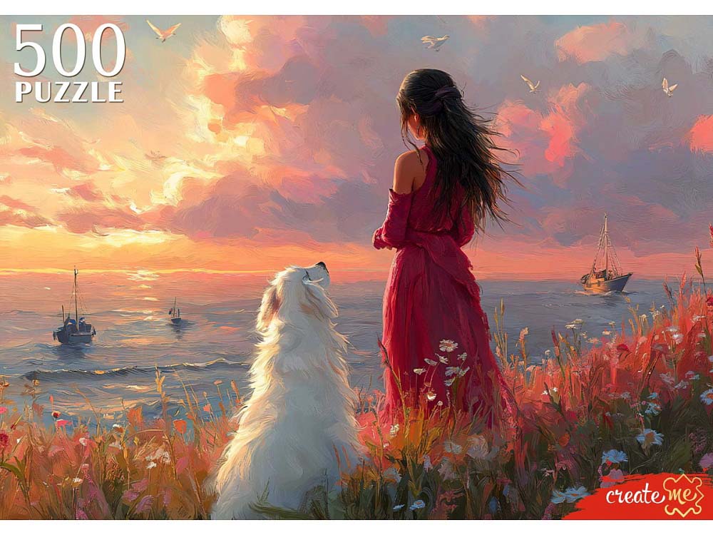 Пазлы 500 дет. "на закате" (рыжий кот)