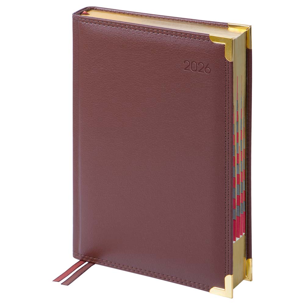 ежедневник 2026 а5 delucci коричневый с золотым срезом,вырубка,металл.уголок,кож.зам. Ежедневник 2026 а5 delucci коричневый с золотым срезом,вырубка,металл.уголок,кож.зам.