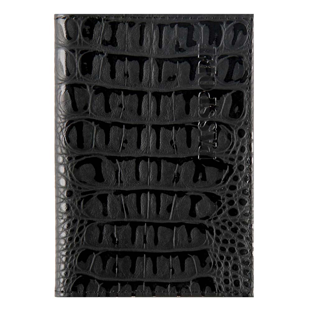 обложка д/паспорта нат.кожа klerk "alligator" чёрная лак Обложка д/паспорта нат.кожа klerk "alligator" чёрная лак