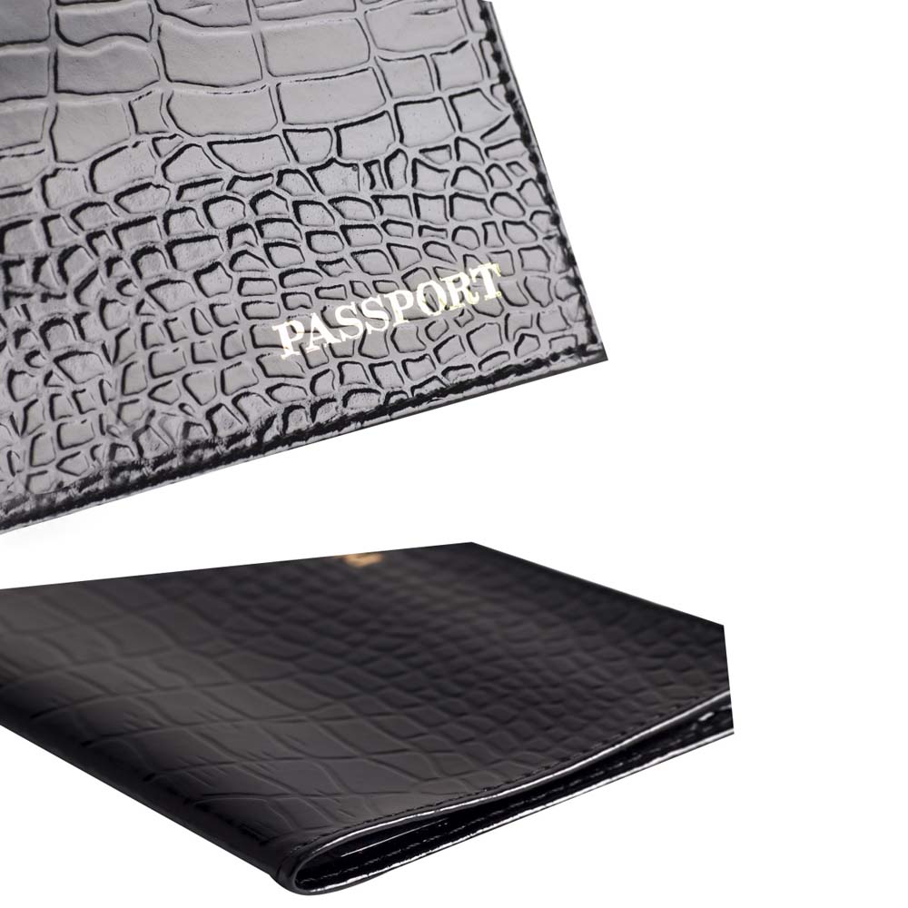 Обложка д/паспорта нат.кожа klerk "cayman" чёрная лак