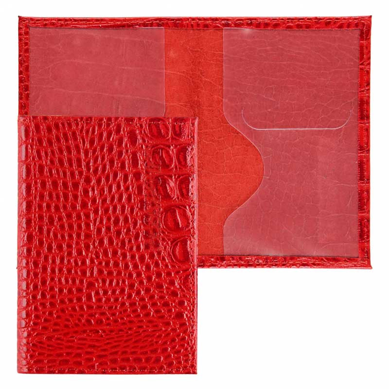 обложка д/паспорта нат.кожа "klerk alligator" красная Обложка д/паспорта нат.кожа "klerk alligator" красная