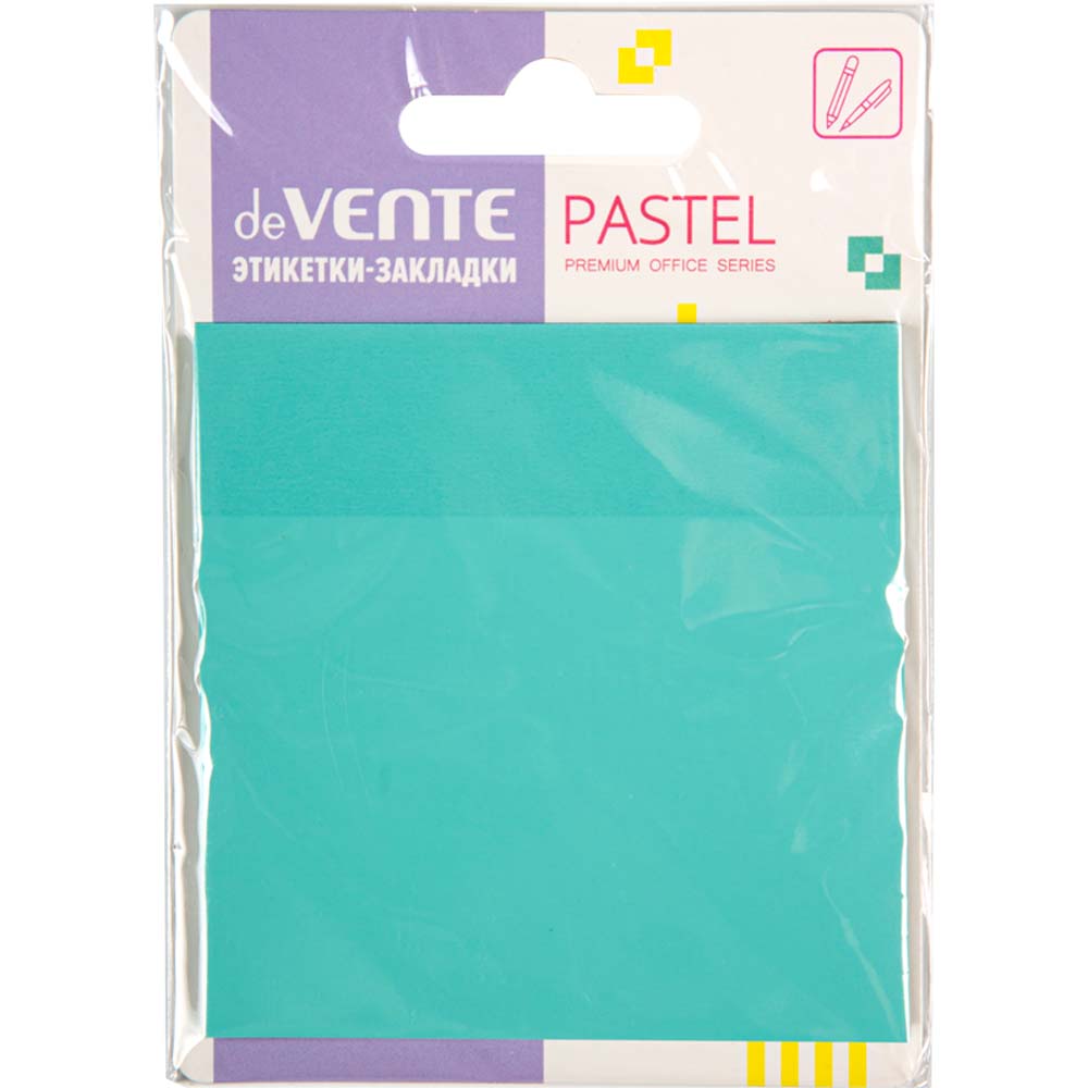 Закладки с липким краем devente "pastel" 76х76мм изумруд. 50л. пластик