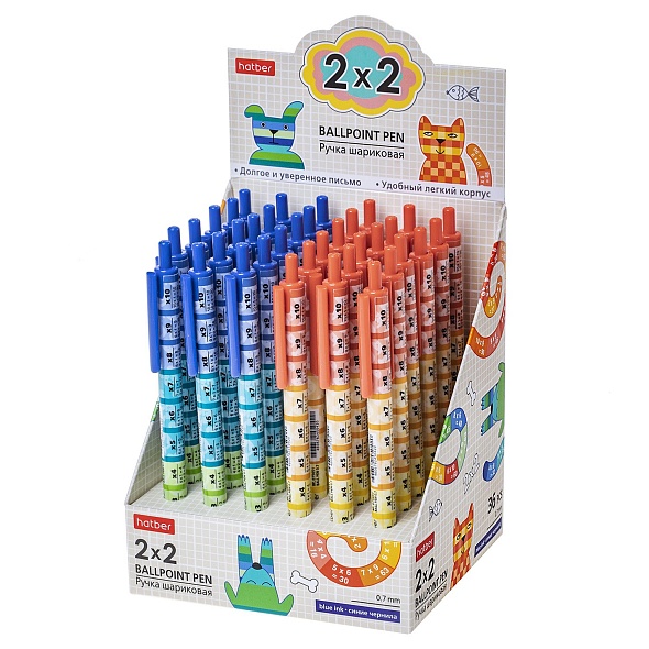 ручка шар. авт. hatber "2х2" синяя 0,7мм асс-т Ручка шар. авт. hatber "2х2" синяя 0,7мм асс-т