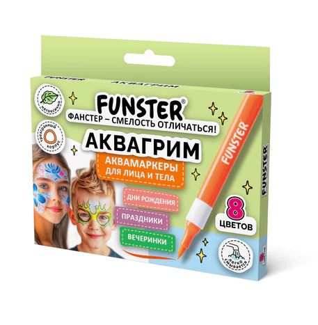 Краски д/росписи по лицу и телу аквамаркеры funster 8цв.