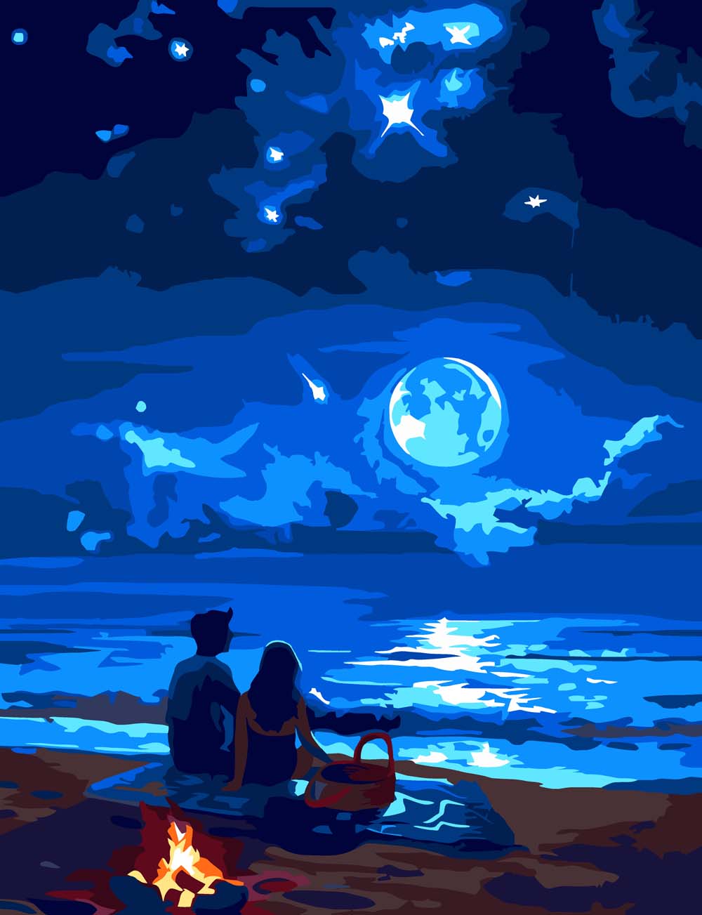 Набор д/творч. картина по номерам 30х40см "звёздный вечер на пляже"