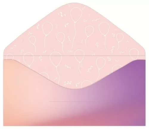 Конверт для денег "с днём рождения" розово-фиолетовый фольга