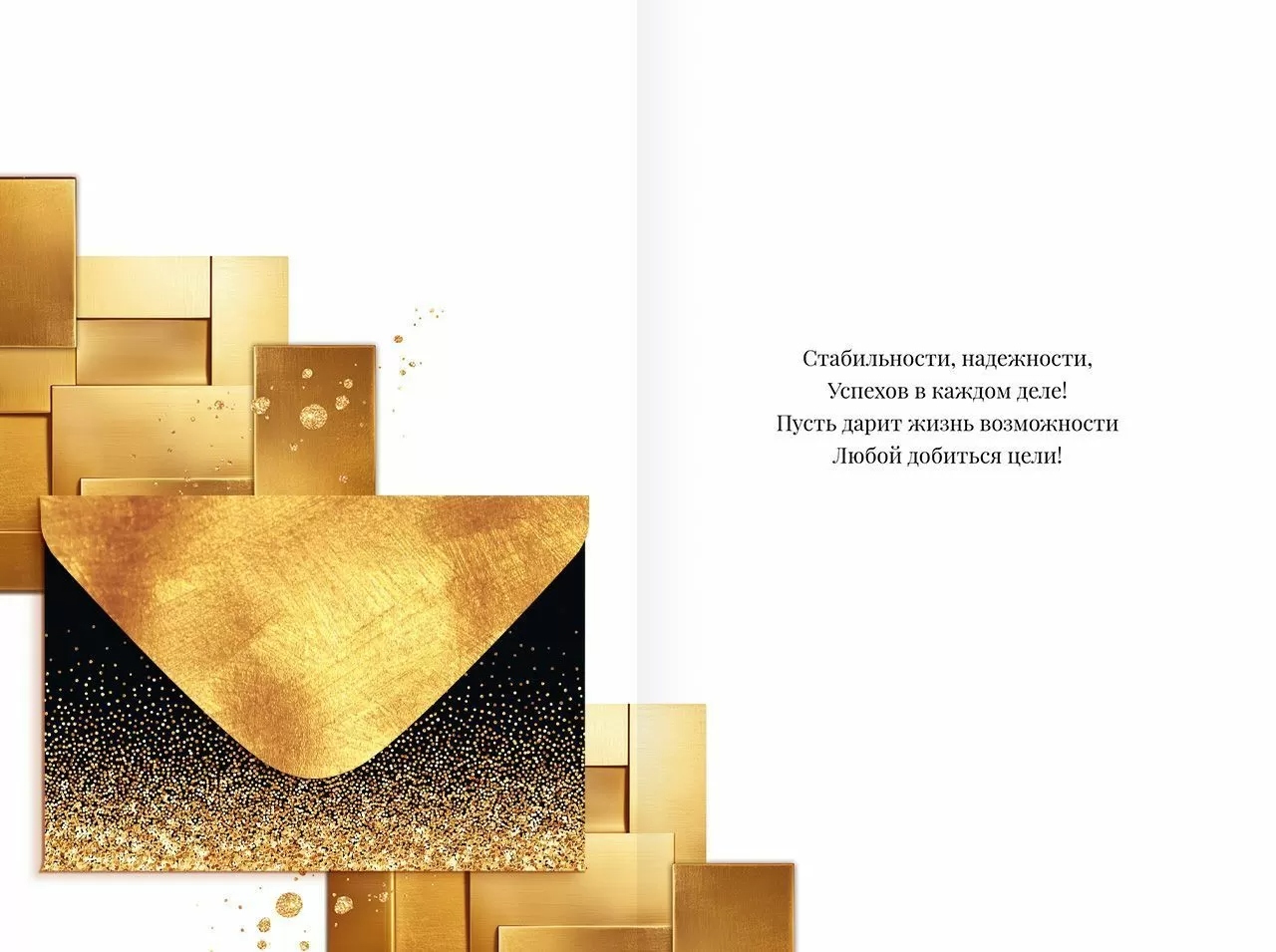 Открытка а5 "с днём рождения!" стабильности, надёжности... + конверт фольга текст