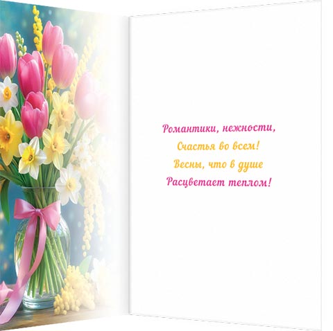 Открытка а5 "8 марта" текст