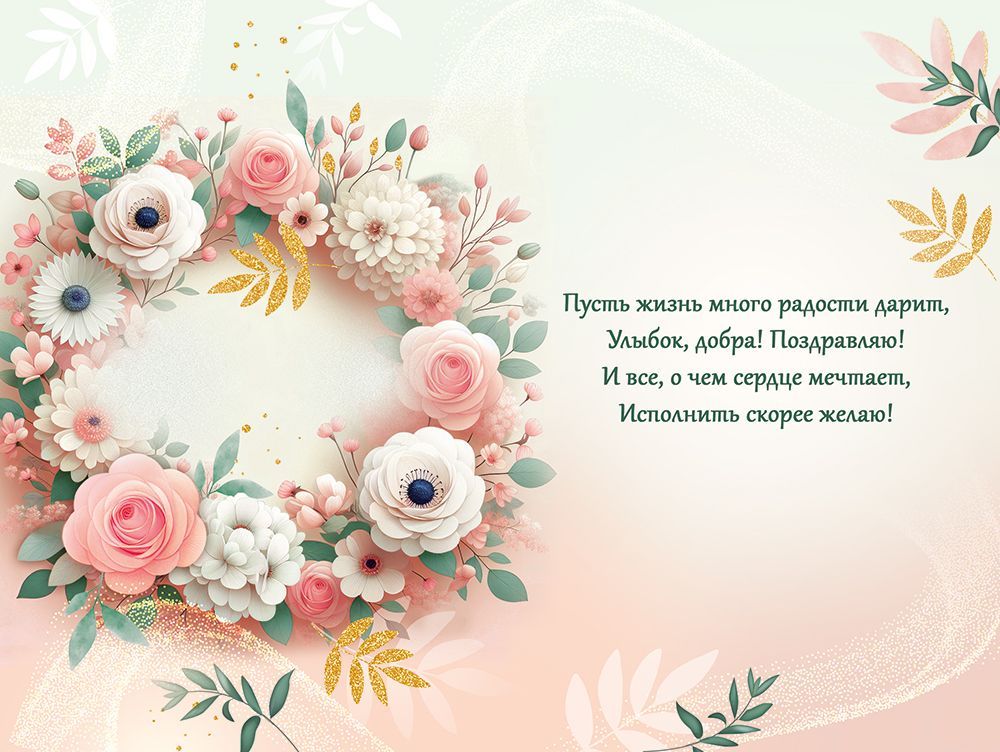 Открытка а5 "поздравляю!" пусть жизнь... блёстки текст