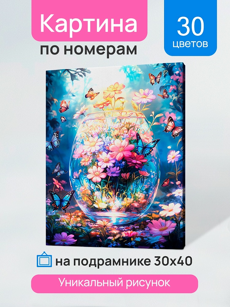 набор д/творч. картина по номерам 30х40см "волшебная ваза с цветами" (рыжий кот) Набор д/творч. картина по номерам 30х40см "волшебная ваза с цветами" (рыжий кот)
