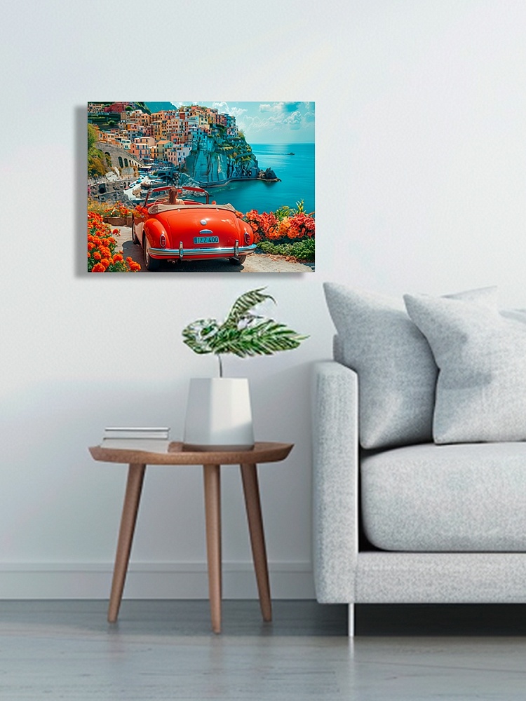 Набор д/творч. картина по номерам 30х40см "красный кабриолет" (рыжий кот)