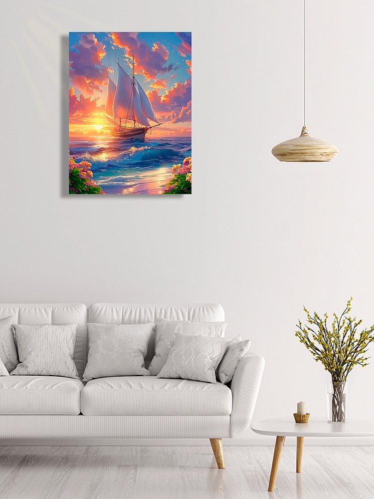 Набор д/творч. картина по номерам 30х40см "парусник в лучах солнца" (рыжий кот)