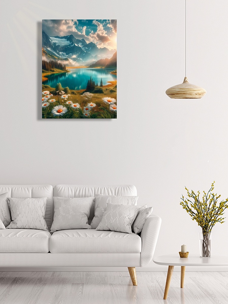 Набор д/творч. картина по номерам 30х40см "озеро в горах" (рыжий кот)