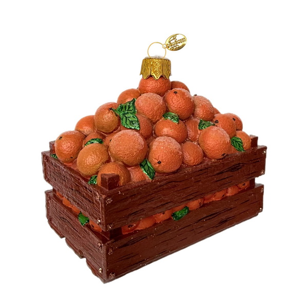 Украшение "апельсины в ящике" 8см (стекло)