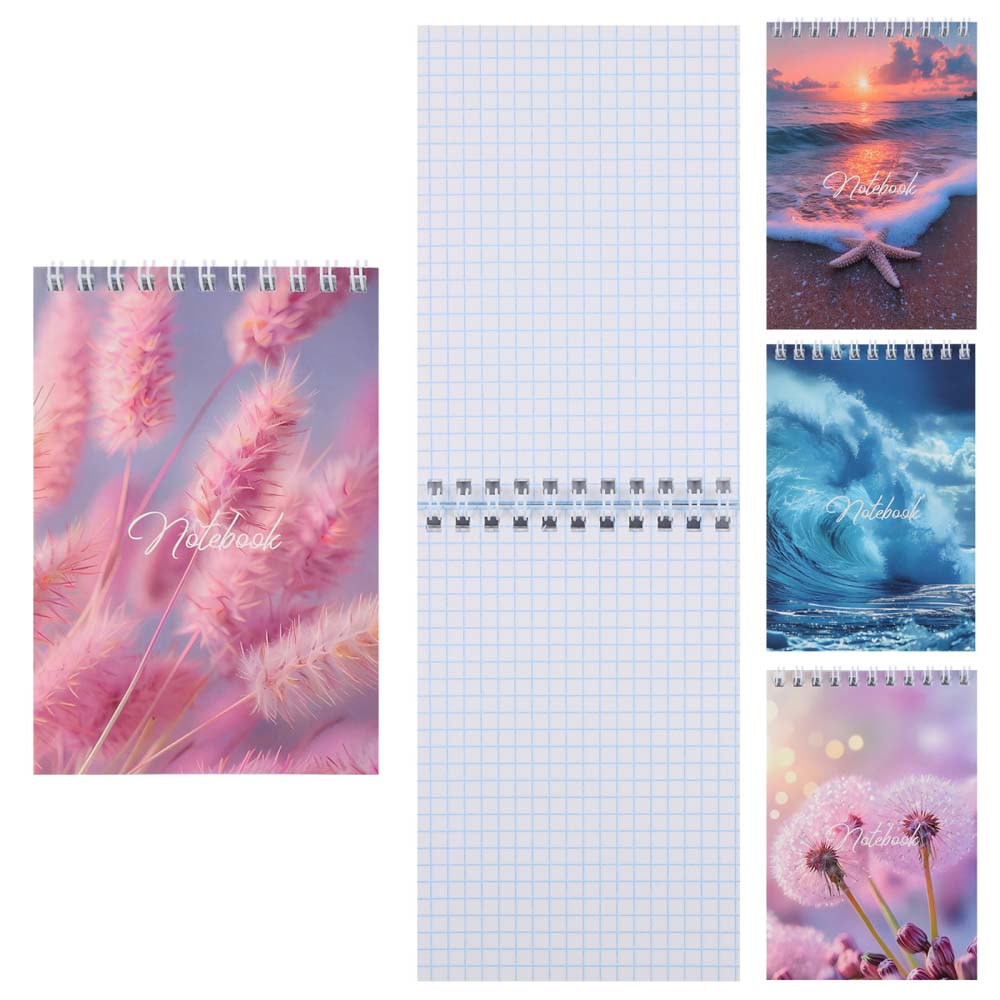 Блокнот а6 гребень 40л. кл. "природная нежность" (кокос) асс-т