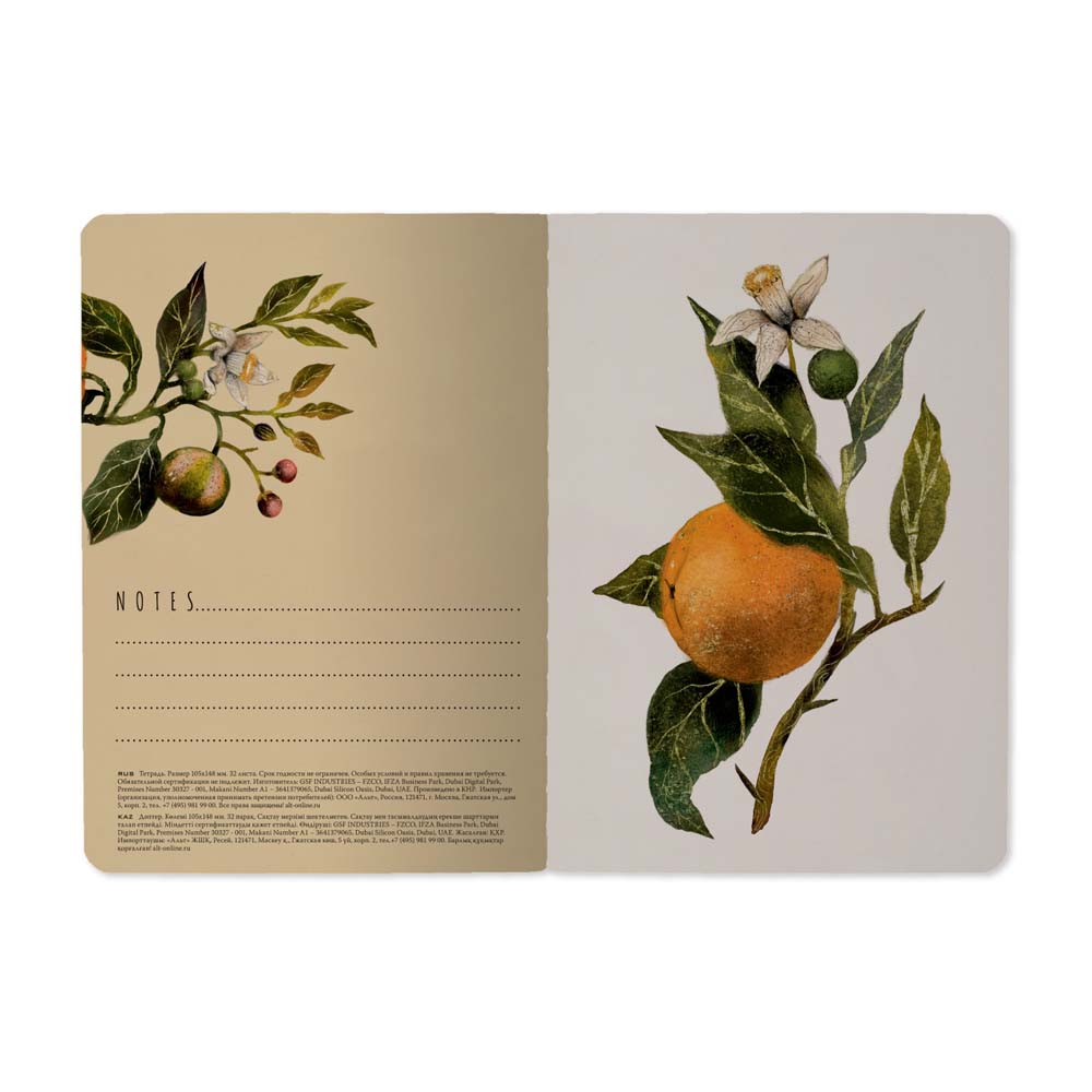 Блокнот а6 сшивка 32л. лин. "flora.paradise.oranges" (bruno visconti)