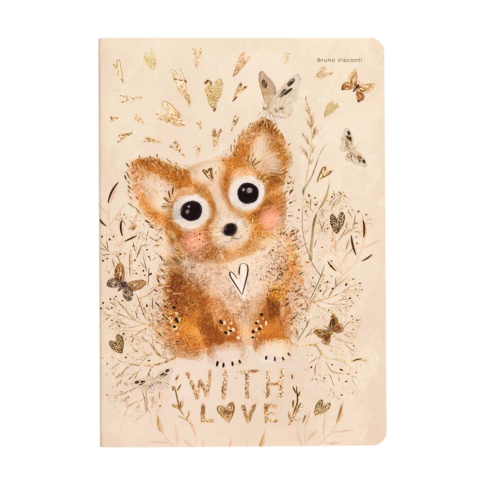 Тетрадь 40л. кл. "love me. щеночек" (bruno visconti) т/б,софт тач,фольга,цветной форзац