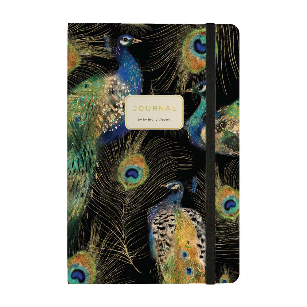 Книжка записная а5 тв.обл. 100л. лин. "megapolis journal.fauna.павлины" (bruno visconti) резинка,асс-т