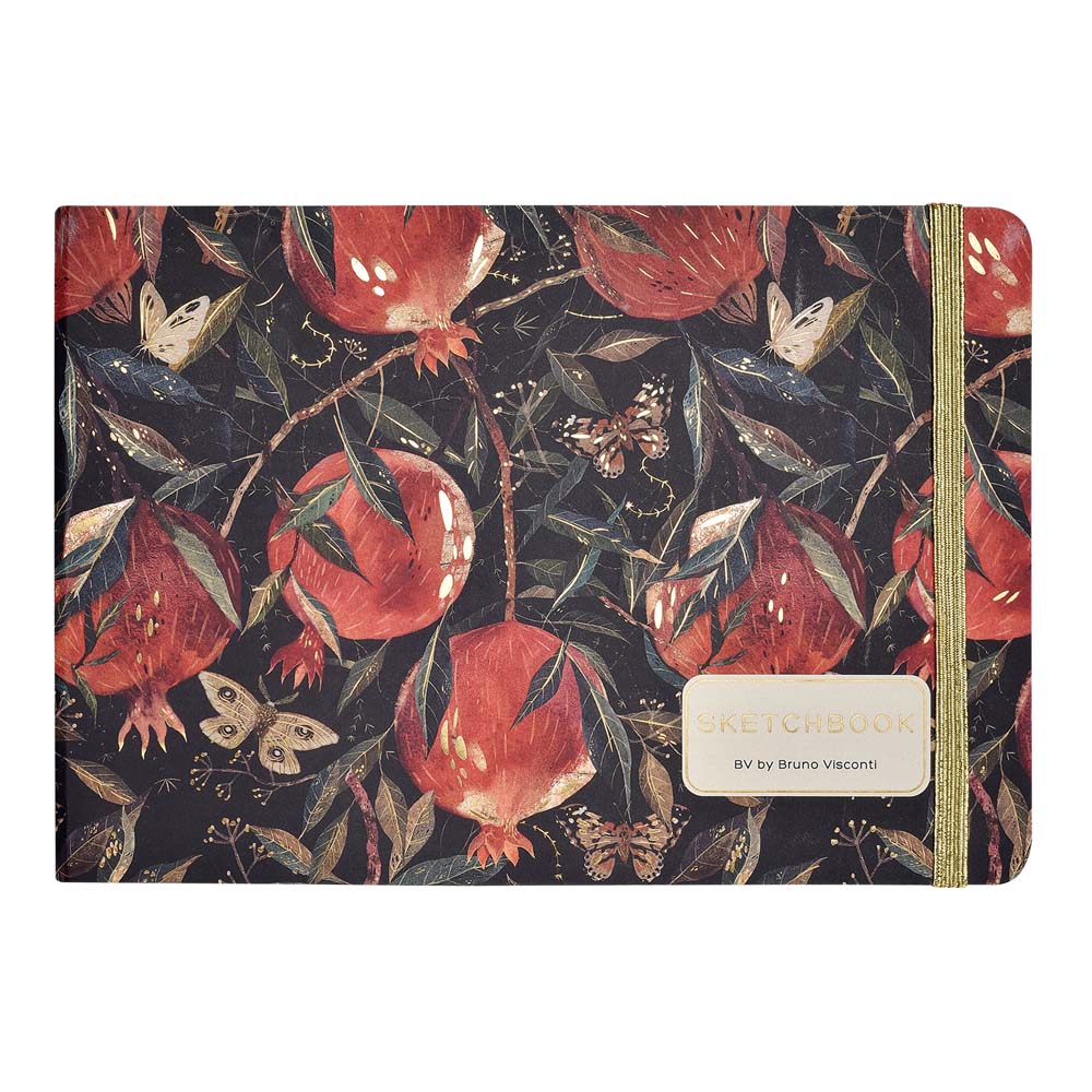 Скетчбук 213х146мм 80л. "flora.гранат" белый (bruno visconti) резинка