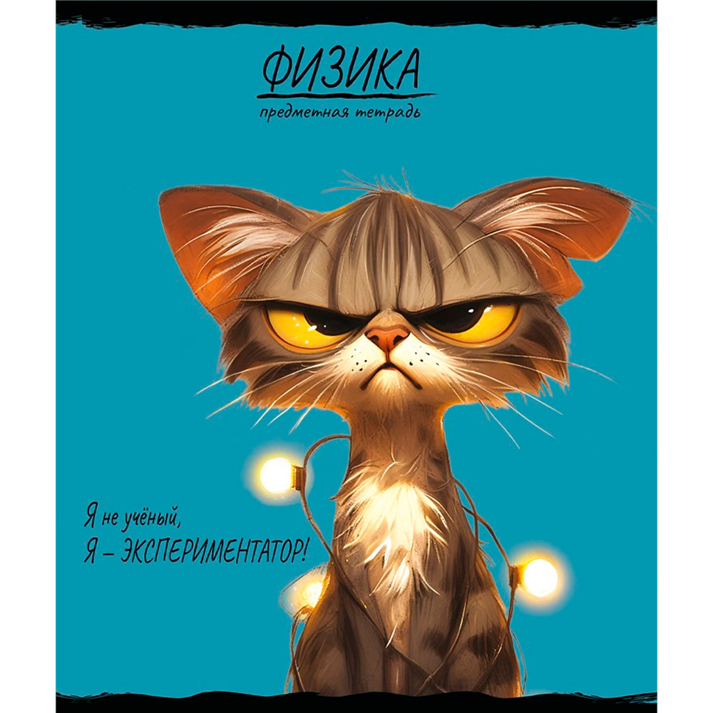 Тетрадь 48л. "про хвост" физика (проф-пресс) тиснение, холст
